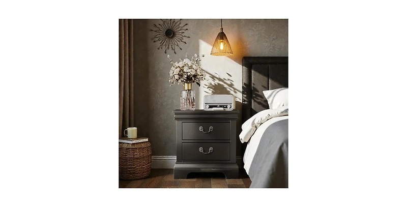 Lucky One 22"W Classic Wooden 2-Drawer Nightstand