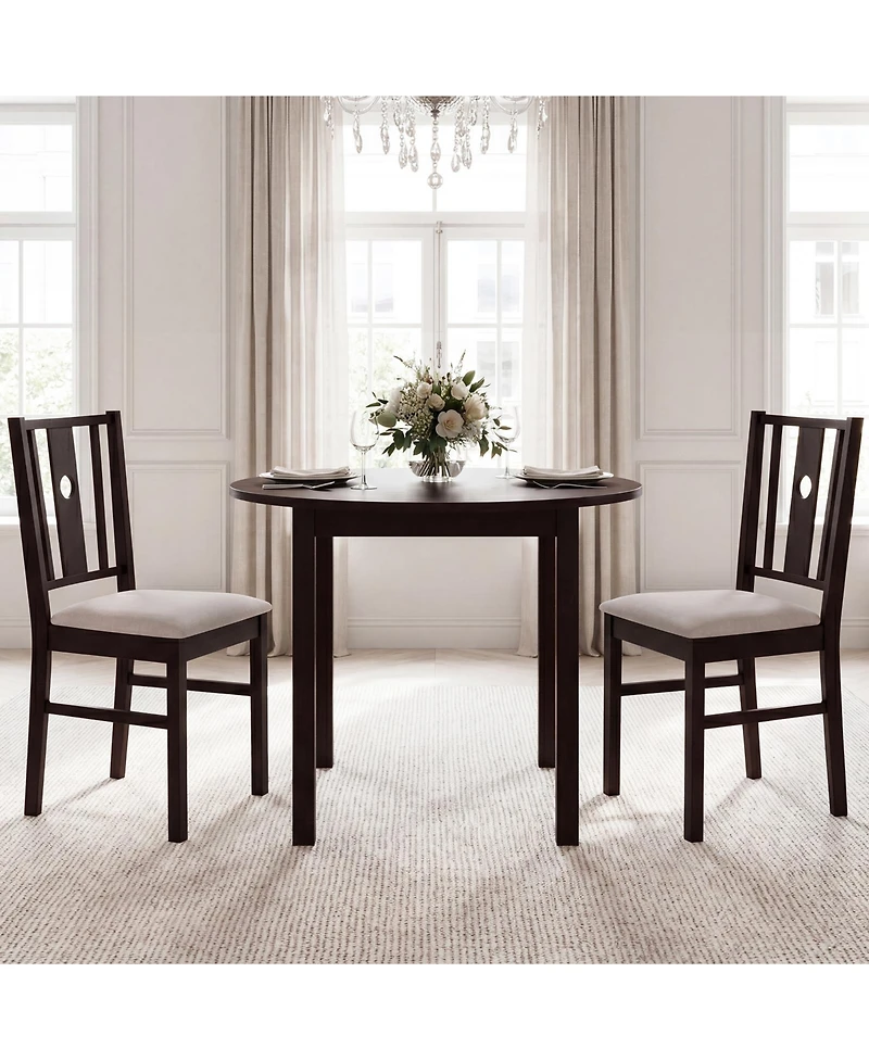Gymax Wooden Chairs Upholstered Rubber Kitchen Chairs Fabric Padded Seat