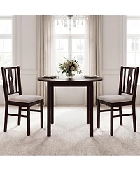 Gymax Wooden Chairs Upholstered Rubber Kitchen Chairs Fabric Padded Seat
