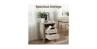 Lucky One 18"W Fluted Nightstand with 2-Drawer and Gold Knobs