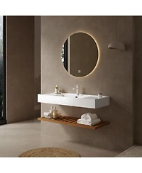 Sillysis Floating Bathroom Vanity with Acrylic Integrated Sink, Wall Mounted Shelf