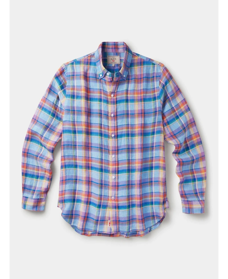 Aubin Men's Croyland Madras Button-Down Linen Shirt