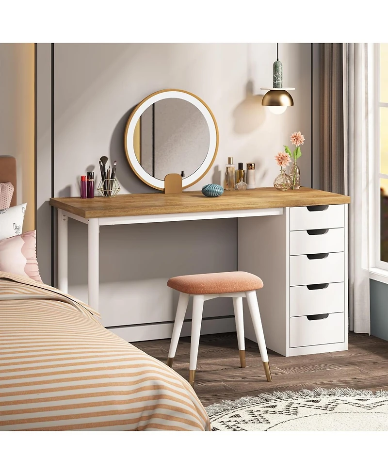 Tribesigns 47 inches Vanity Desk with 5 Drawers, Modern Style