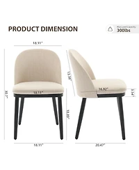 homfan Upholstered Dining Chairs Set of 4, Modern Fabric Room Kitchen Side Chair with Thick Padded Seat and Wood Legs