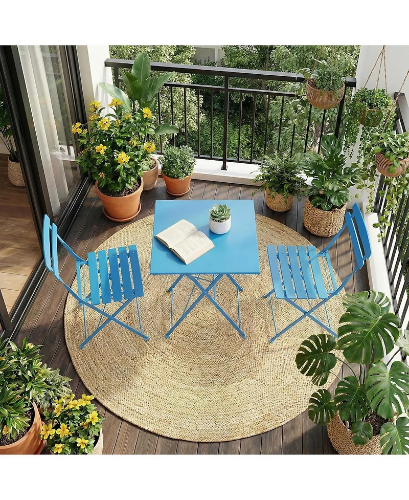 gaomon 3 Piece Metal Folding Patio Bistro Table and Chairs Set