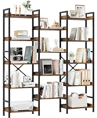 gaomon Book Shelf, 5 Tier Bookshelf, Wood Bookcase with 14 Open Display Shelves
