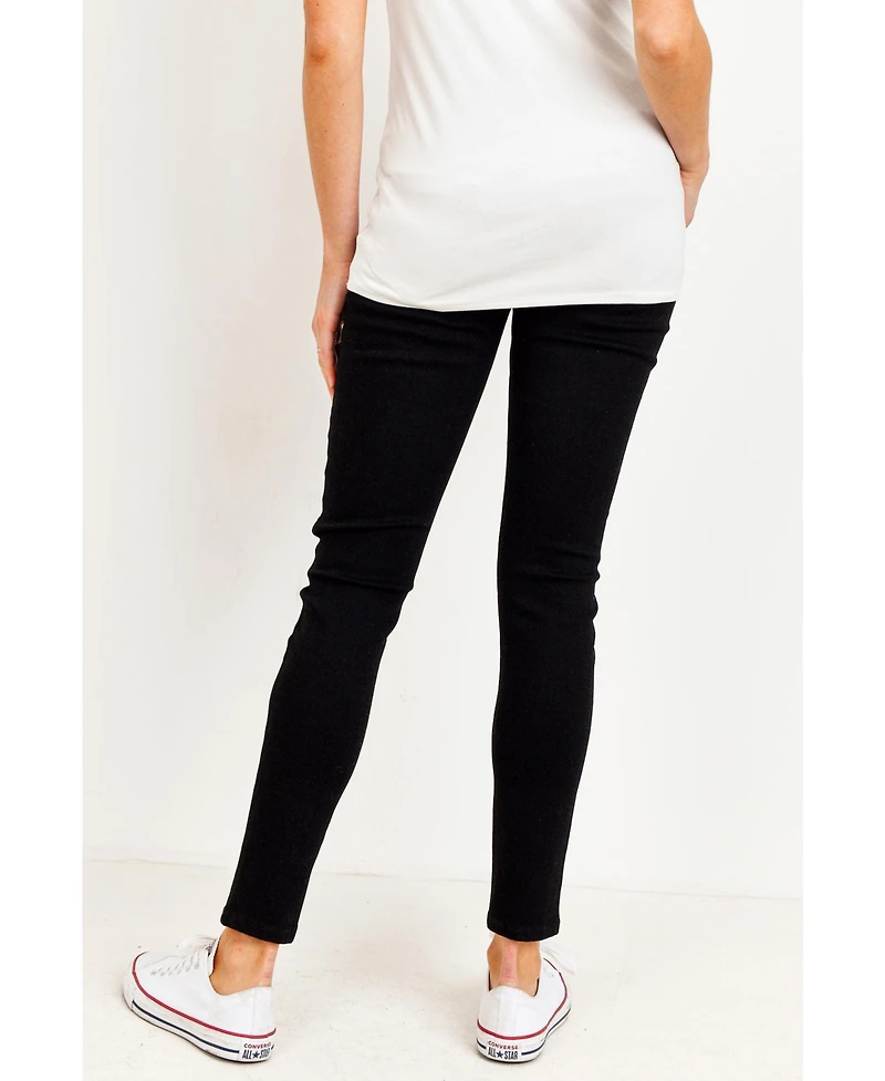 Hello Miz Women's Maternity Over the Belly Skinny Jeans with Pockets