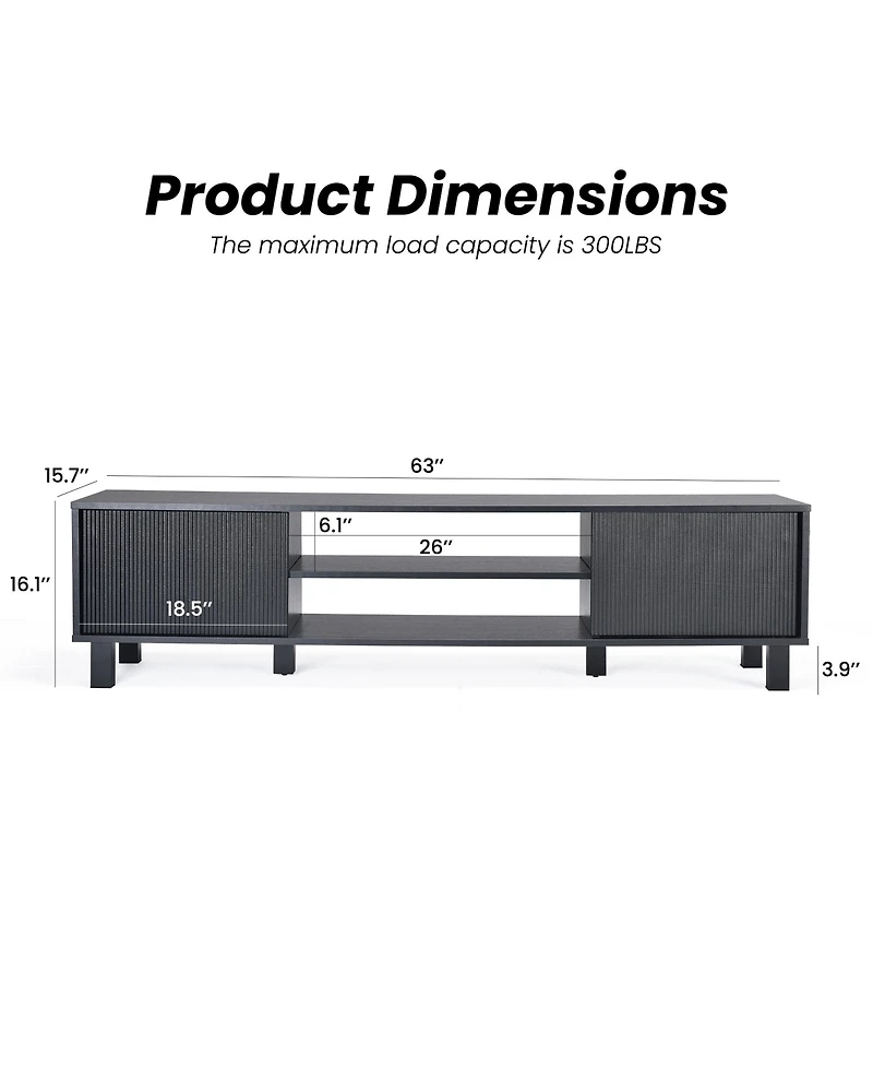 Clihome Modern Large Tv Stand with Storage and Open Shelves