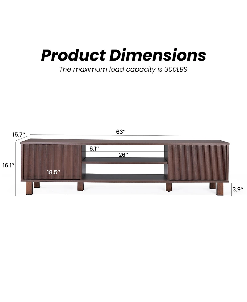 Clihome Modern Large Tv Stand with Storage and Open Shelves