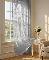 Shadisfy Sheer Voile Curtains with Rose Embroidery - Rod Pocket Ready 2 Panels
