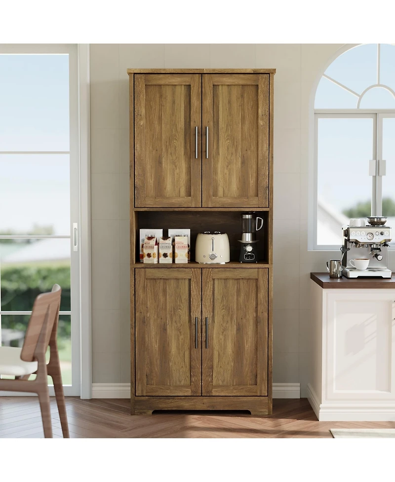 gaomon 70 Inch Kitchen Storage Freestanding Pantry Cabinet for Dining Room, Living Room, Bathroom with Shelf