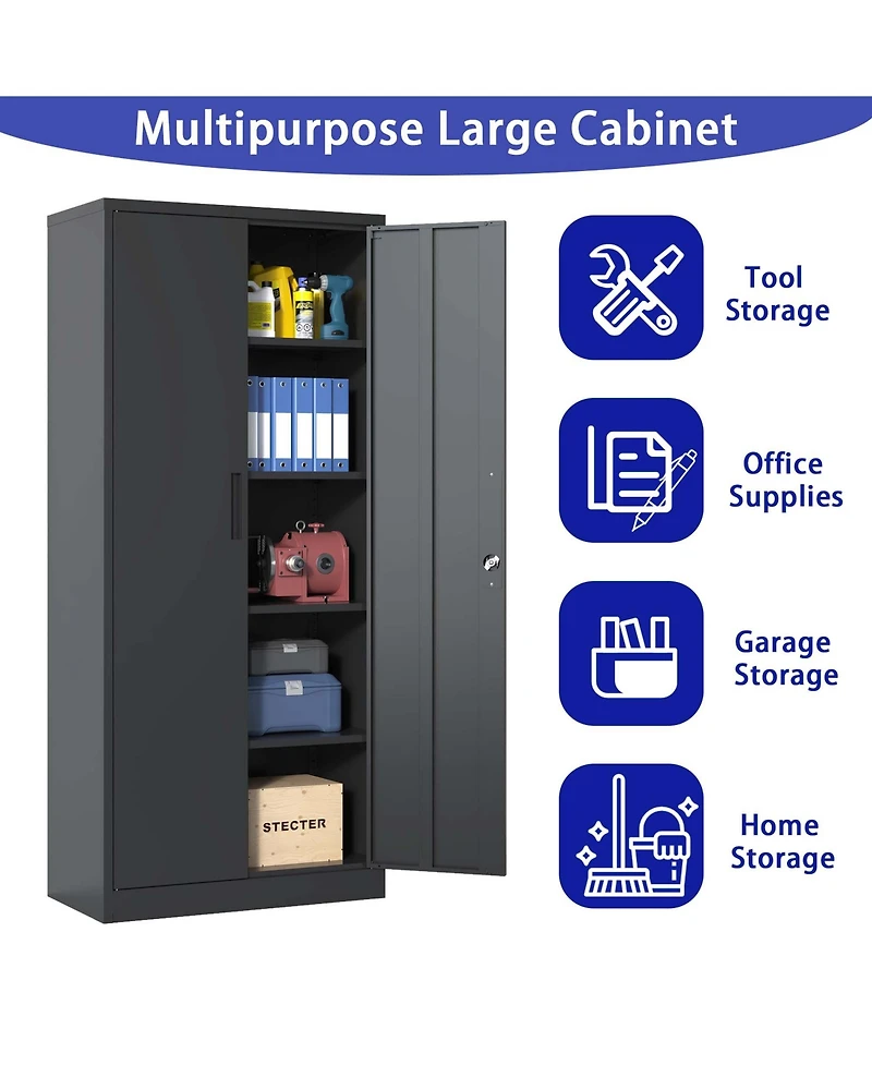 Boyel Living 72"H Metal Garage Storage Cabinet, Tall Cabinets for Garage Storage Systems Lockable File Cabinet for Home Office, Classroom/Pantry
