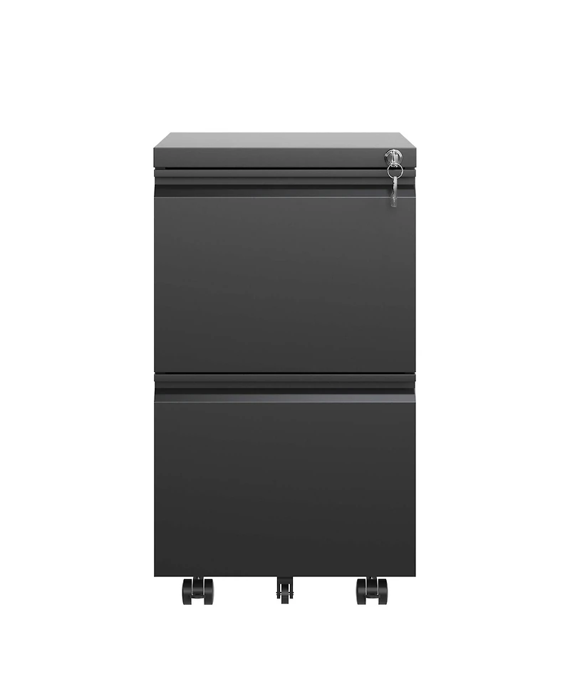 Boyel Living 2 Drawer Metal Mobile File Cabinet, Rolling File Cabinet with Lock for Hanging Legal/Letter/A4 Size, Fully Assembled Except Wheels