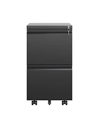 Boyel Living 2 Drawer Metal Mobile File Cabinet, Rolling File Cabinet with Lock for Hanging Legal/Letter/A4 Size, Fully Assembled Except Wheels