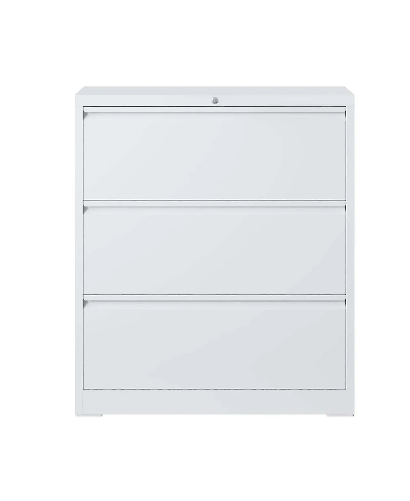 Boyel Living Lateral File Cabinet 3 Drawer, White Filing Cabinet with Lock, Lockable File Cabinet for Home Office