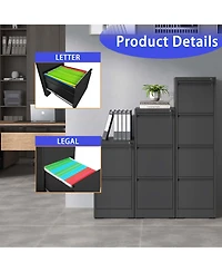 Boyel Living 2 Drawer Metal Vertical File Cabinet with Lock Office Home Steel Vertical File Cabinet for A4 Legal/Letter Size