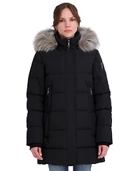 Nautica Women's Faux-Fur-Trim Hooded Puffer Coat
