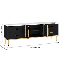 gaomonTV Stand with Led, Modern Entertainment Center 4 Drawers
