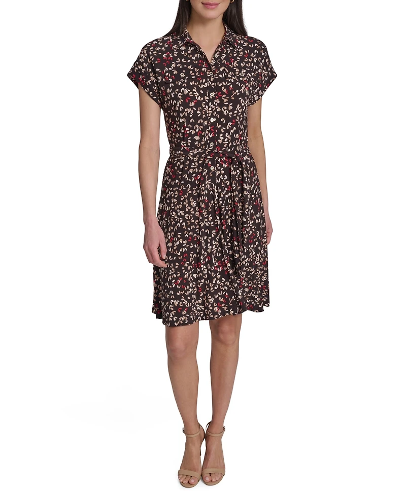 Tommy Hilfiger Women's Short-Sleeve Self-Tie Jersey Shirtdress
