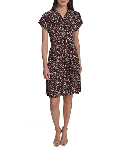 Tommy Hilfiger Women's Short-Sleeve Self-Tie Jersey Shirtdress