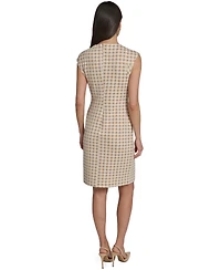 Tommy Hilfiger Women's Cap Sleeve Pixelated Houndstooth Pocket Sheath Dress