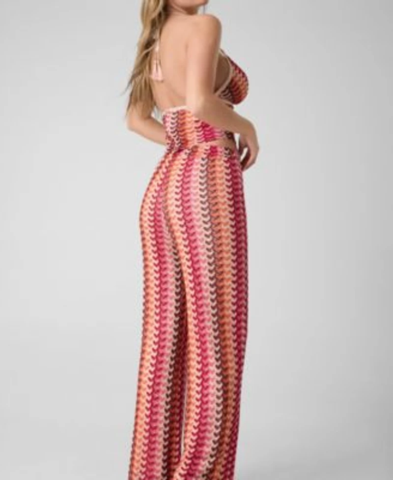 Guess Womens Sleeveless Halter V Neck Knit Top Gianna High Rise Knit Fit Flare Pants