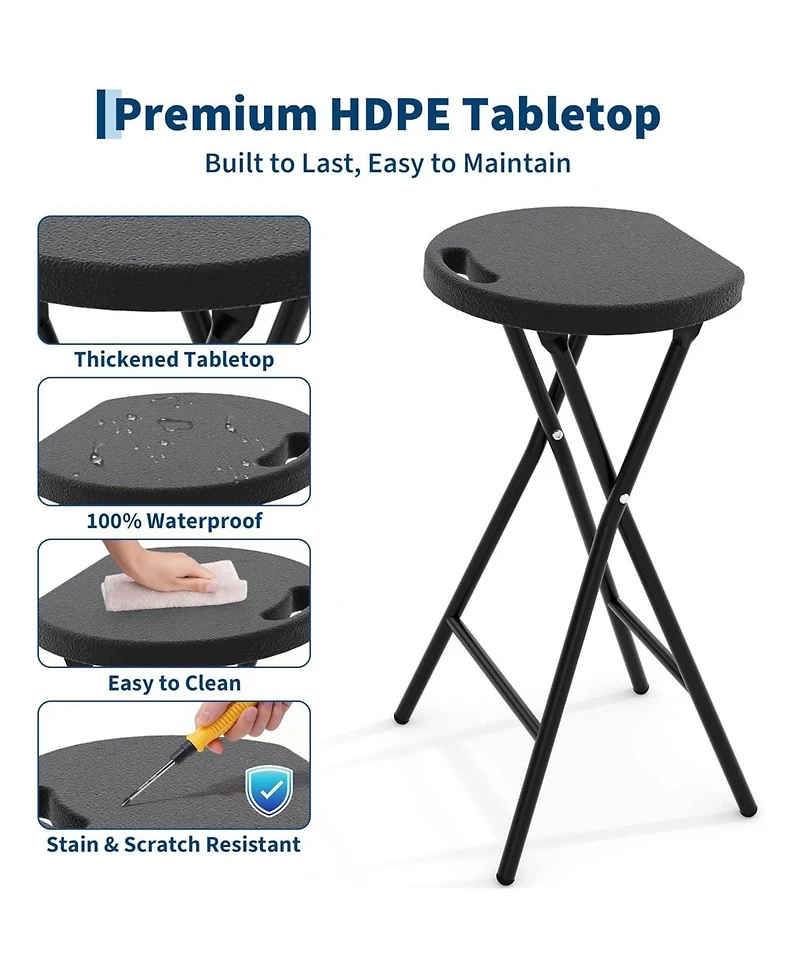 gaomon 1 Piece 28 Inch Ourdoor Folding Stool, Bar Stool with Handle for Outdoor Indoor Kitchen Home Bar, Assembly Free