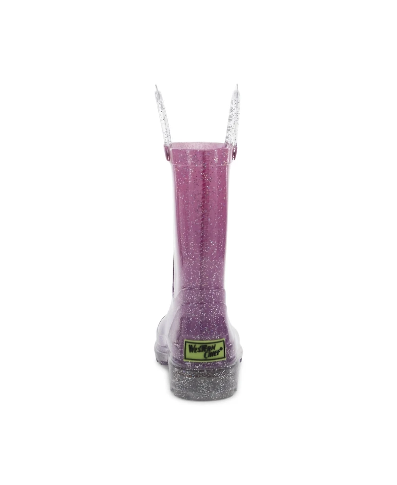 Western Chief Big Girls Glitter Ombre Lighted Rain Boot