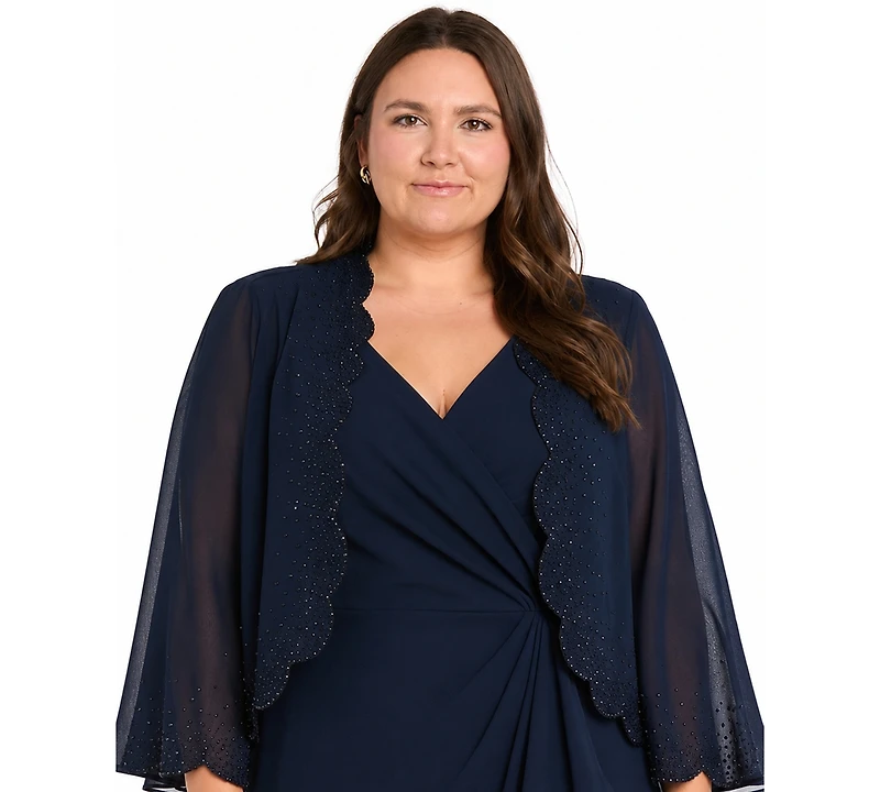 R & M Richards Plus V-Neck Dress Jacket, 2-Piece Set