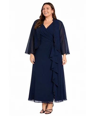 R & M Richards Plus V-Neck Dress Jacket, 2-Piece Set