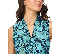 CeCe Women's Sleeveless Collared Tiered Midi Dress