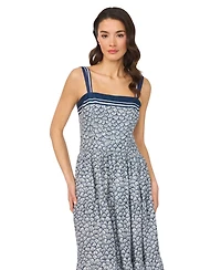 CeCe Women's Sleeveless Square Neck Tiered Midi Dress