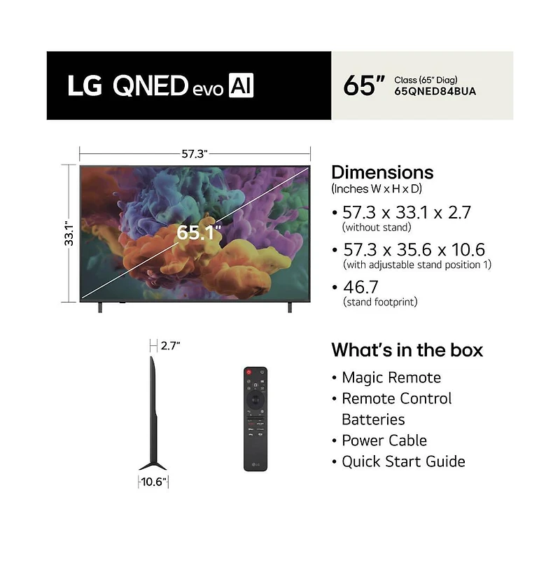 Lg 65" Class QNED84B Series 4K Mini Led evo Ai Smart webOS Tv - 65QNED84B