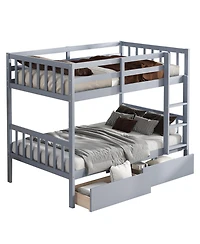Sailvan Rubber Wood Bunk Bed with 2 Drawers, Convertible into