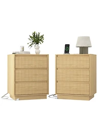 Streamdale Furniture (Set of 2) End Table with Usb C Charging Station and 3 Drawers