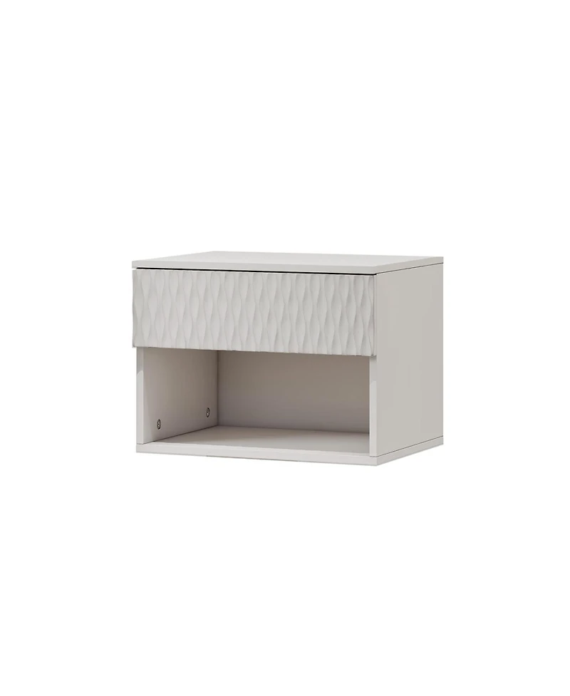 Streamdale Furniture Set of 2 Modern Wall-Mounted Nightstands with Drawer and Open Shelf