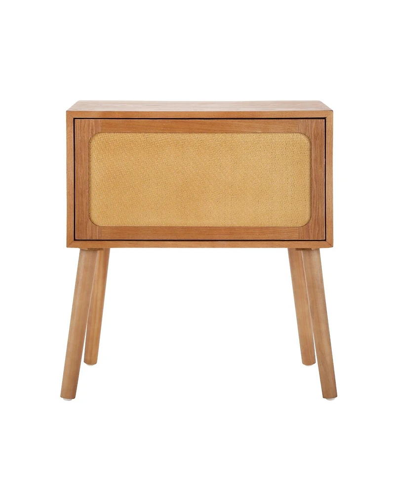 Streamdale Furniture Rotating Hidden Compartment Mid-Century Modern Rattan Nightstand