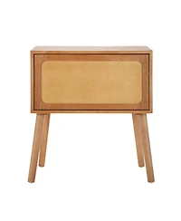 Streamdale Furniture Rotating Hidden Compartment Mid-Century Modern Rattan Nightstand