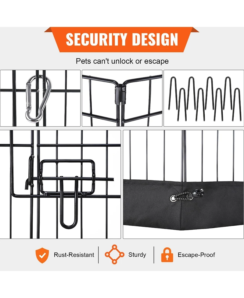 Vevor Dog Playpen 8 Panels Foldable Metal Dog Exercise Pen with Cover and Pad