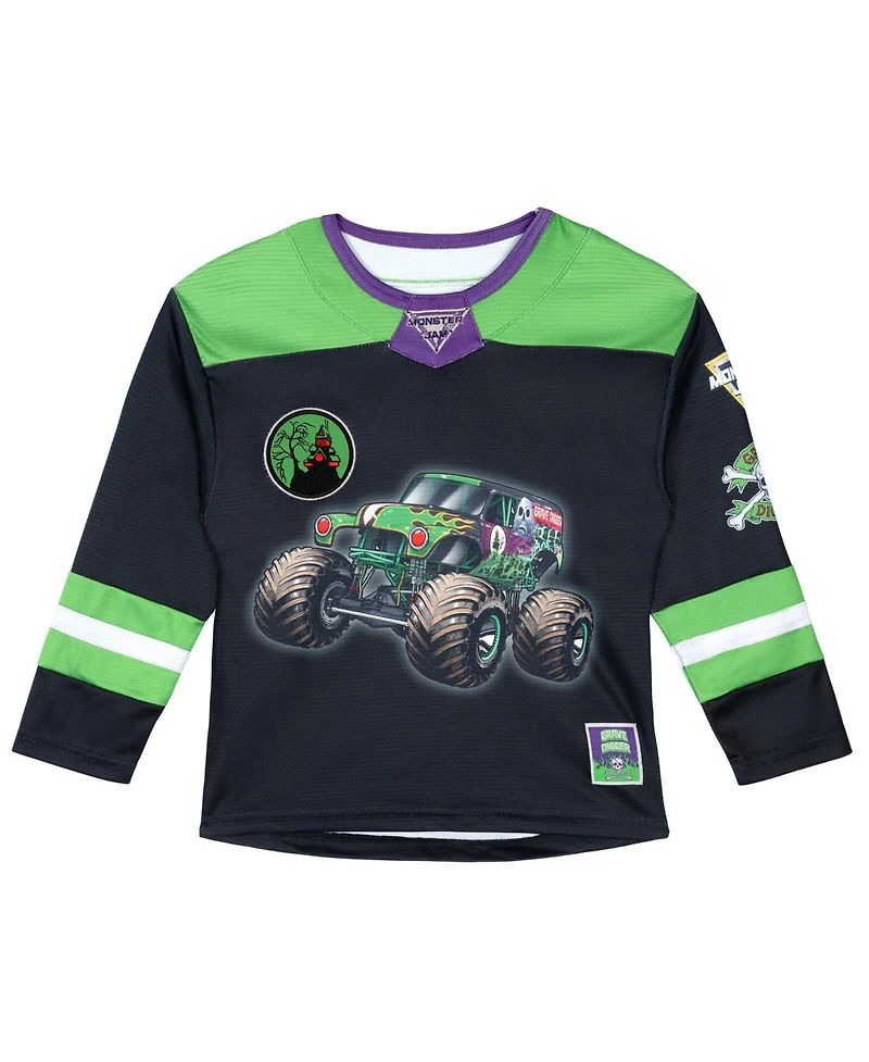 Monster Jam Little Girls 12- 5 Mesh Pullover Graphic Hockey Jersey Top