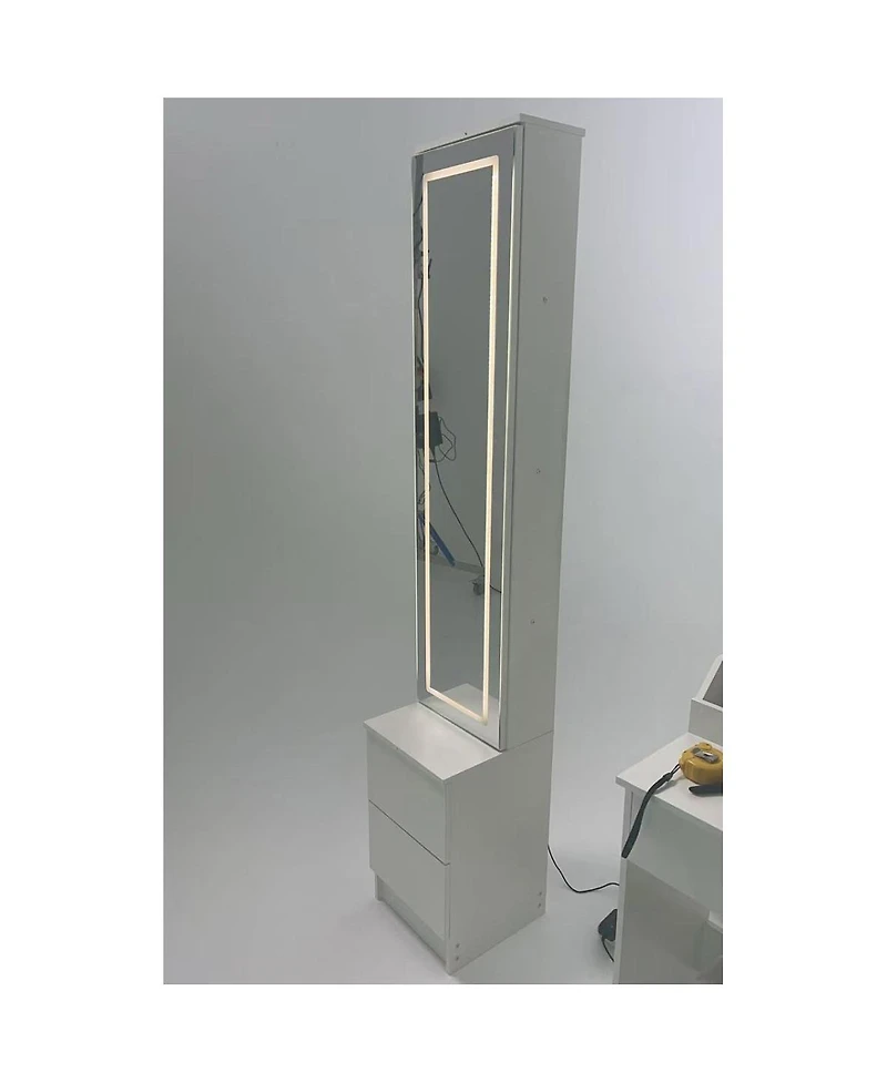 Streamdale Furniture Led Dressing Mirror Jewelry Cabinet with Adjustable Brightness and Storage
