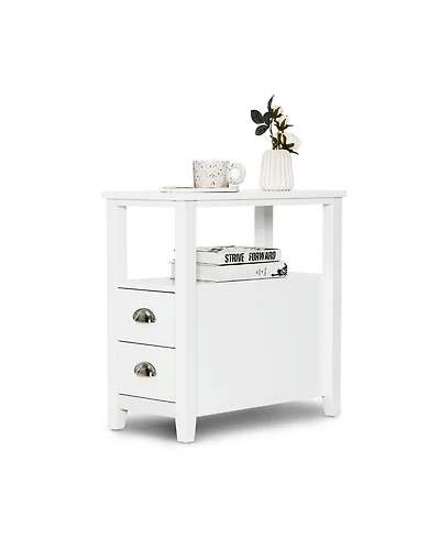 Gymax Side End Sofa Table Nightstand w/ 2 Drawers for Living Room Bedroom