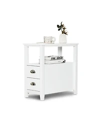 Gymax Side End Sofa Table Nightstand w/ 2 Drawers for Living Room Bedroom