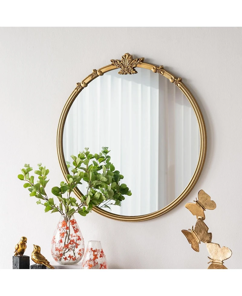 Laoties 30" Round Decorative Wall Mirror for Mantle, Entryway