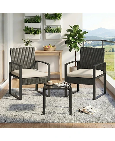 gaomon Adults Piece Patio Bistro Set, Iron Wicker Outdoor Seating.