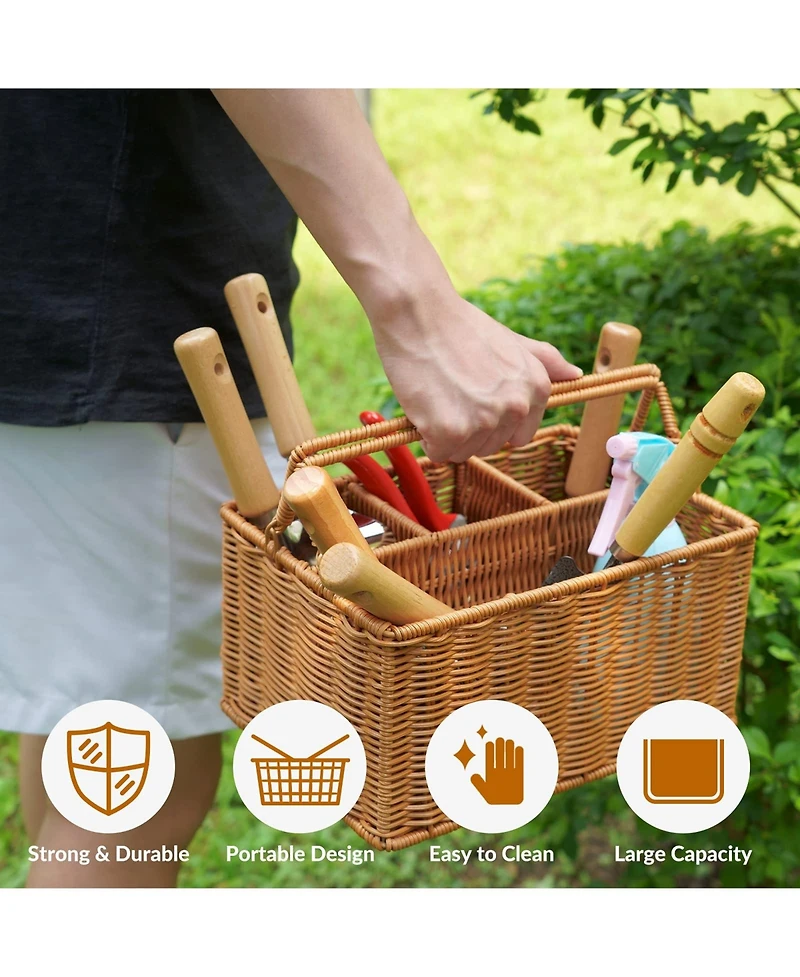 Xdovet Garden Tool Set Basket Stainless Steel Wood Handle Shears Gloves