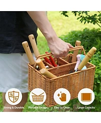 Xdovet Garden Tool Set Basket Stainless Steel Wood Handle Shears Gloves
