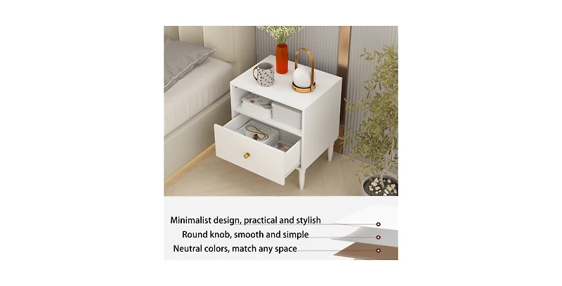 Lucky One 23.6"W Nightstand with Drawer and Shelf