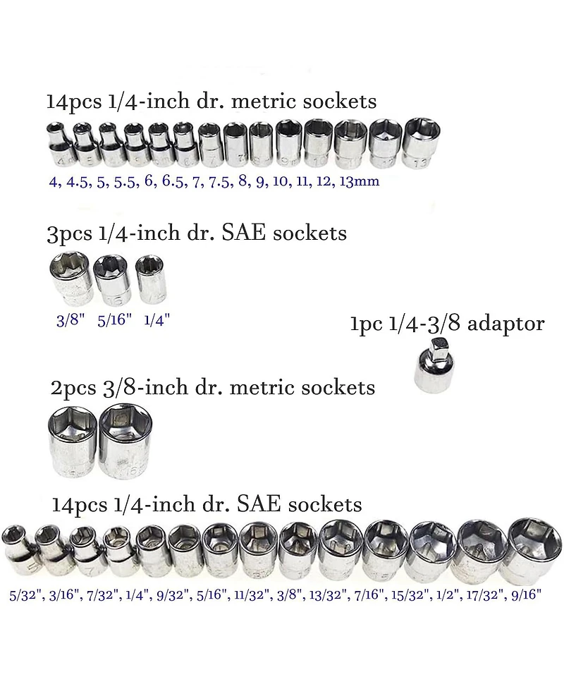 Xdovet Ratchet Socket Wrench Set 40-Piece 3/8inch Drive Sae Metric Auto Repair