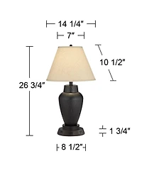 Regency Hill Modern Table Lamp with Usb and Ac Power Outlet Workstation Charging Base 25" High Hammered Empire Shade for Living Room Desk